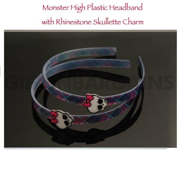Monster High Skullette Girls Rhinestone Charm Headband Costume Hair Accessory - Image 3