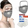 Cotton Face Mask Washable Reusable 2/5 PM2.5 Filters w Eyes Shield Anti Dust AU - Image 16