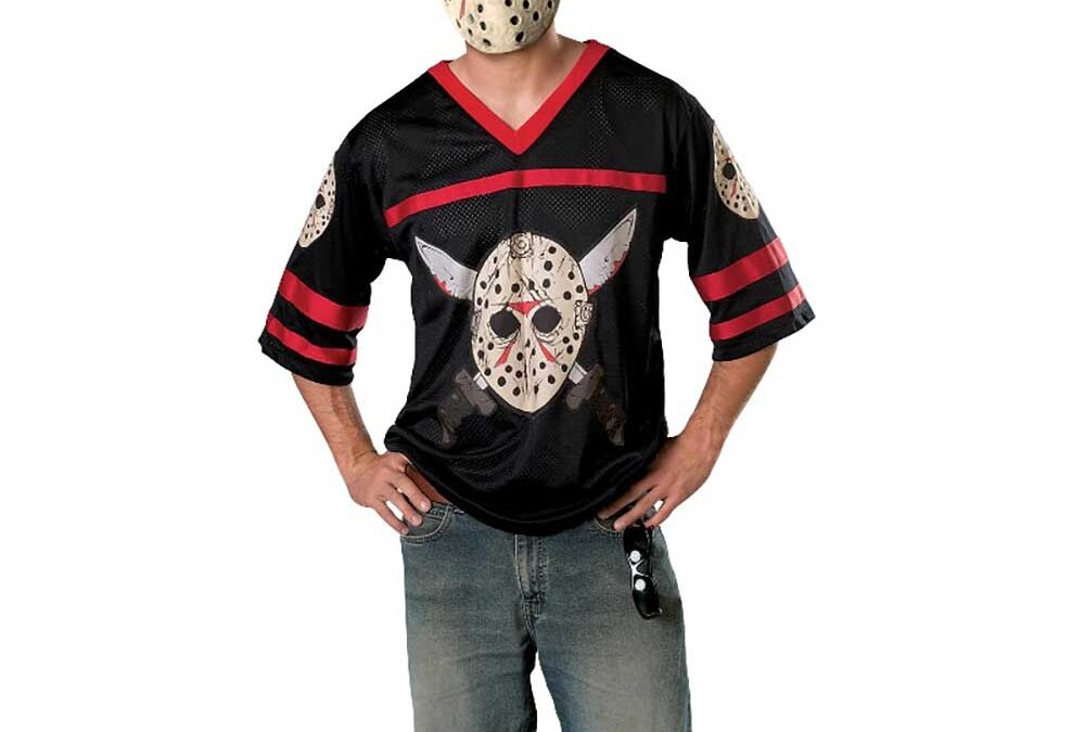 Friday the 13th Licensed Jason Voorhees Hockey Jersey & Mask Halloween Costume Adult – M