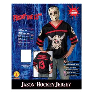 Friday the 13th Licensed Jason Voorhees Hockey Jersey & Mask Halloween Costume Adult - M - Image 3