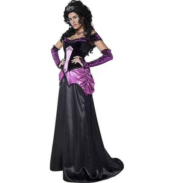 Gothic Countess Nocturna Black Costume Wig Long Curly Vampiress Halloween Women - Image 2