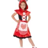 Miss Hood Costume, Girls Story Book Fancy Dress with Wolf Ears & Attached Red Hooded Cape S: Medium - Image 3
