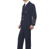 Men's Aviation Pilot Costume, Navy Blue Suit with Hat S: Large - Image 2
