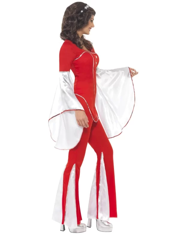 Red Super Trooper Adult Women's Costume Retro 70s Pop Music Star Divas Fancy Dress - Image 3