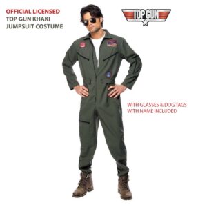 Top Gun Pete Mitchell Maverick Mens Aviator Pilot Flight Uniform Mens Costume S: L