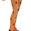 Orange Glitter Web Witch Halloween Tights Child Kids Girls Costume Accessory - Image 2