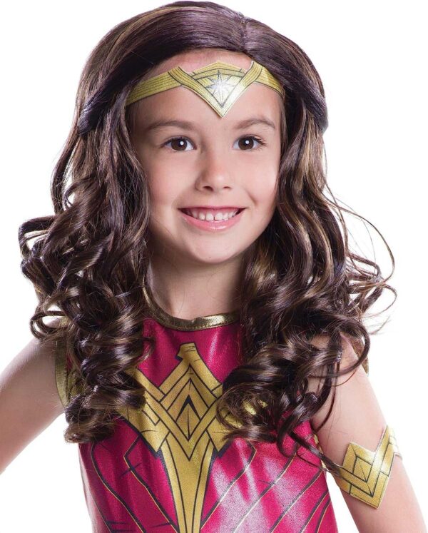 Marvel Super Heroine Kids Wonder Woman Batman Vs Superman Girls Wig, Brown