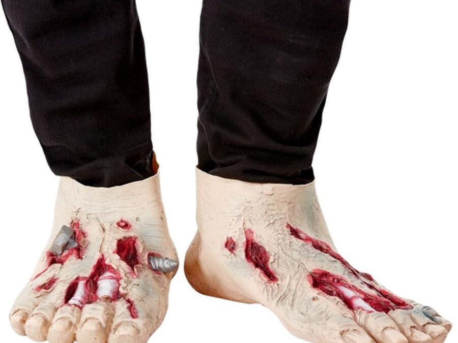 Zombie Latex Bloodied Feet Halloween Corpse Horror Costume Accessory Mens / Adult